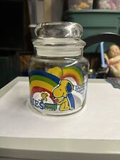 Vtg Peanuts Snoopy & Woodstock Goodies Glass Candy Jar with Lid VGC picture