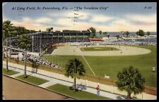 Postcard Linen Al Lang Field St Petersburg Florida The Sunshine City baseball picture