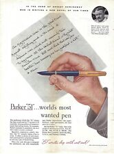 1948 Parker 51 World’s Most Wanted Pen Ernest Hemingway Vintage Print Ad/Poster picture