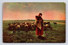 Shepherdess with Her Flock - Artist Jean-Francois Millet Stengel Postcard picture