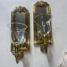 Pair Of Vintage Syroco Homco Champagne Gold Tone Mirror Candle Sconce #4277 picture