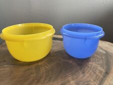 Lot of 2 Vintage Tupperware Mixing Bowls Yellow & Blue #270 & 271 NO LIDS picture