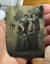 Antique Tintype Group Photograph Couples Men Women Outside picture