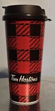 Tim Hortons Plastic Travel Tumbler Cup Whirley Red Brown Plaid picture