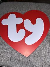 RARE TY BEANIE BABIES LARGE HEART SHAPED STORE RESIN DISPLAY SIGN 14.5