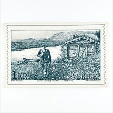 Swedish Rural Delivery Stamp Postcard 1970s Mailman Postal Union Centenary C1668 picture