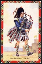 SWING OF THE KILT Man Playing Bagpipes Postcard c 1950's Scotland picture