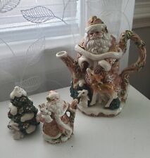 * Price Reduced*Vintage Fritz And Floyd Santa Teapot W/ Salt And Pepper Shakers picture