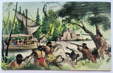 Indian War Freedomland Passengers Passing By an Indian Village 1962 Postcard D2 picture