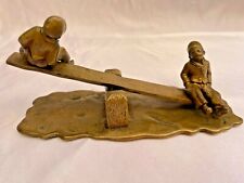 MAGNIFICENT 1900'S FRENCH BRONZE CHILDREN PLAYING LETTER HOLDER 'MUST SEE' picture