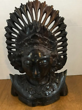Goddess Bali Woman Wood Sculpture BUST Head Hand Carved Tribal Statue 11