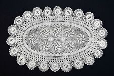 Vintage Ecru Crocheted Swirled Flowers Oval Table Runner 10 x 16 picture
