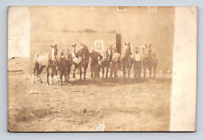 RPPC Four Men & Six Horses Huge Barn Farmers Ranchers Real Photo Postcard picture