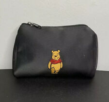 Vtg Disney Store Winnie the Pooh 7” Top Zip Black Vinyl Carry Bag Makeup Pouch picture