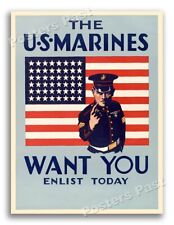 1942 The US Marines Want You Vintage Style WW2 Poster - 18x24 picture