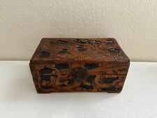 Vintage Southeast Asian Carved Wood Box w/ Dragons Design picture