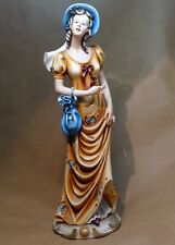 CAPODIMONTE NAPLES Lady with a purse Figurine Porcelain vintage (missing finger) picture