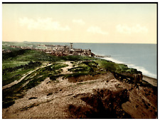 Cromer, from East Cliff II.  Vintage photochrome by P.Z, photochrome Zurich photo picture
