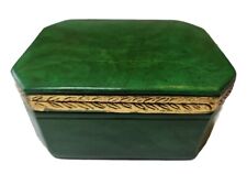 VINTAGE Borghese Green Trinket Box With Gold Trim On Lid 7