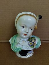 ANTIQUE 19 c Dresden Saxon Porcelain CARL THIEME Bust Of Girl Figurine picture