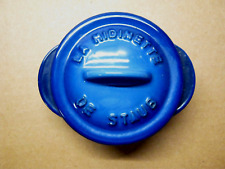 De STAUB La Midinette 8 oz Blue Enameled Mini CAST IRON Pot & Lid Made in France picture