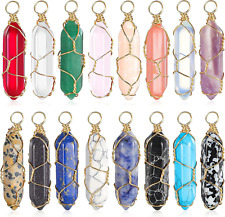 16 Pieces Healing Crystal Pendant Hexagonal Natural Crystal Pendant Pointed Quar picture