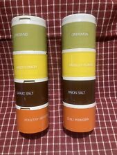 Vintage Tupperware Labeled Stackable Spice Shakers Harvest Colors #1308 — EUC picture