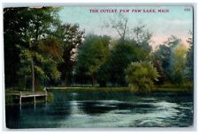 c1910's View Of The Outlet Paw Paw Lake Michigan MI, Posted Antique Postcard picture