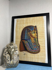 Vintage Egyptian King Tut Bust Mask Painting Framed and Statue Figurine- bundle picture