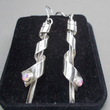 Vintage Navajo Sterling Silver Fire Opal Dangle Earrings, LY Linda Yazzie picture