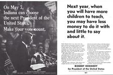 Pair of 1968 Robert Kennedy Indiana Primary Student Voters Fliers/ Hand-Outs picture