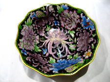 VINTAGE CHINESE CHRYSANTHEMUM FLORAL CLOISONNE SCALLOPED BOWL picture