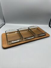 Vintage Danish Digsmed Teak Tray 3 Glass Condiment Serving Denmark Mid Century picture