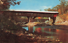 Middlebury VT Vermont, Typical Covered Bridge, Middlebury Inn, Vintage Postcard picture