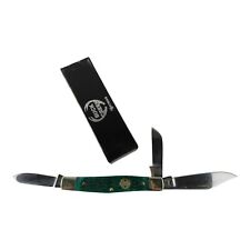 Buck Creek German Hand Made Stainless Pocket Knife, 3 Blade, Green, New picture