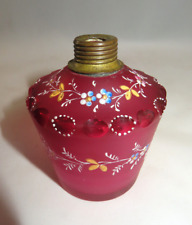 Vintage Cranberry Enamel Glass Perfume Bottle~No Atomizer picture