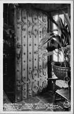 RPPC Death Valley CA Scottys Castle Wood Wrought Iron Door Frasher's Postcard picture