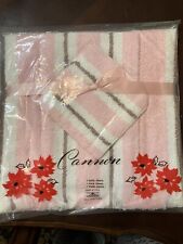 Vintage Cannon all Cotton 3 towel Gift Set,  New in Package, Pink Stripe picture