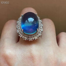 20mm Top Natural Quartz Crystals Aquamarine Finger ring Reiki Healing Gems picture