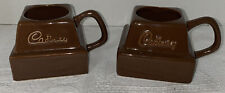 2 Rare CADBURY Chocolate Square Coffee Tea Mug Cup Collectible Chunk 70s Set picture
