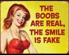 Smile Is Fake Metal Tin Sign Boobs Real Home Bar Garage Shop Wall Decor  #1833 picture