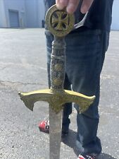 Vintage Hand Made Templar Knight Ceremonial Longsword Ornate, Full-Length Blade picture