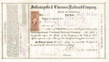 General Ambrose E. Burnside - Indianapolis and Vincennes Railroad - Stock Certif picture