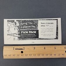 Vtg 1950 Print Ad Tick Tock Restaurants MINI AD Hollywood The Valley picture