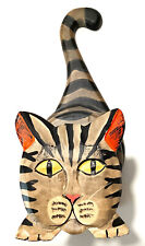 Whimsical TABBY CAT DESK WOODEN Paper File Mail HOLDER 11