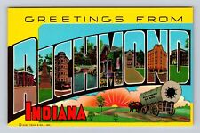 Richmond IN-Indiana, LARGE LETTER Greetings, Antique, Vintage Souvenir Postcard picture