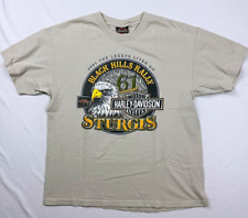 HARLEY DAVIDSON Vtg Tshirt Size L 2001 Black Hills Rally Sturgis Mens Tan picture