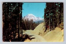 Mt Rainer WA-Washington, White Pass Highway, Vintage c1953 Postcard picture