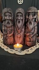 Hand-carved Germanic Gods: God Odin, Tyr and Thor Norse Altar idols, Asatru picture