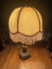 Vintage Palor Brass Look Embossed 19” Electric  Light w/Antique Looking Shade picture